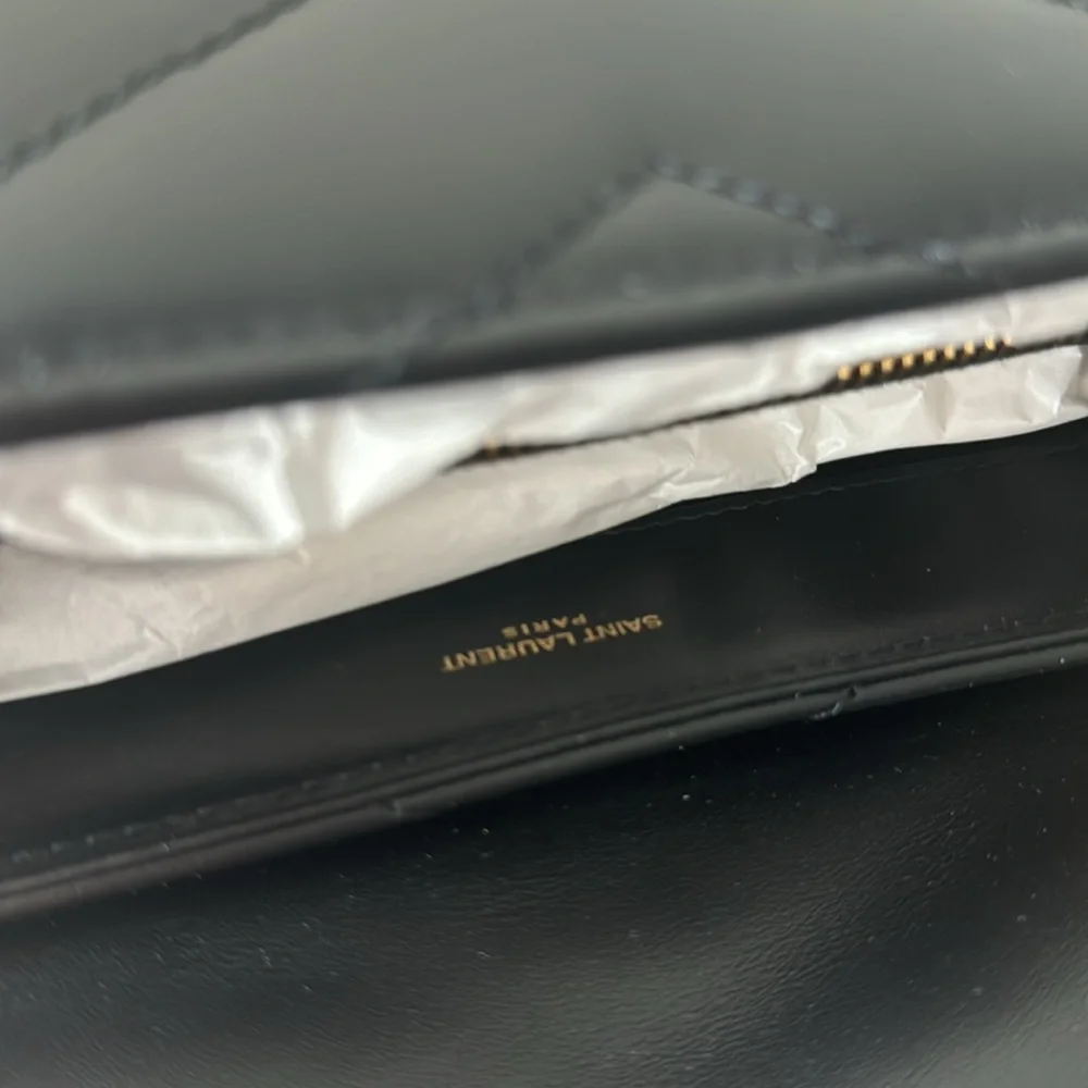 YSL Saint Laurent Small Loulou Chain Leather Shoulder Bag Black - Picture 12 of 14
